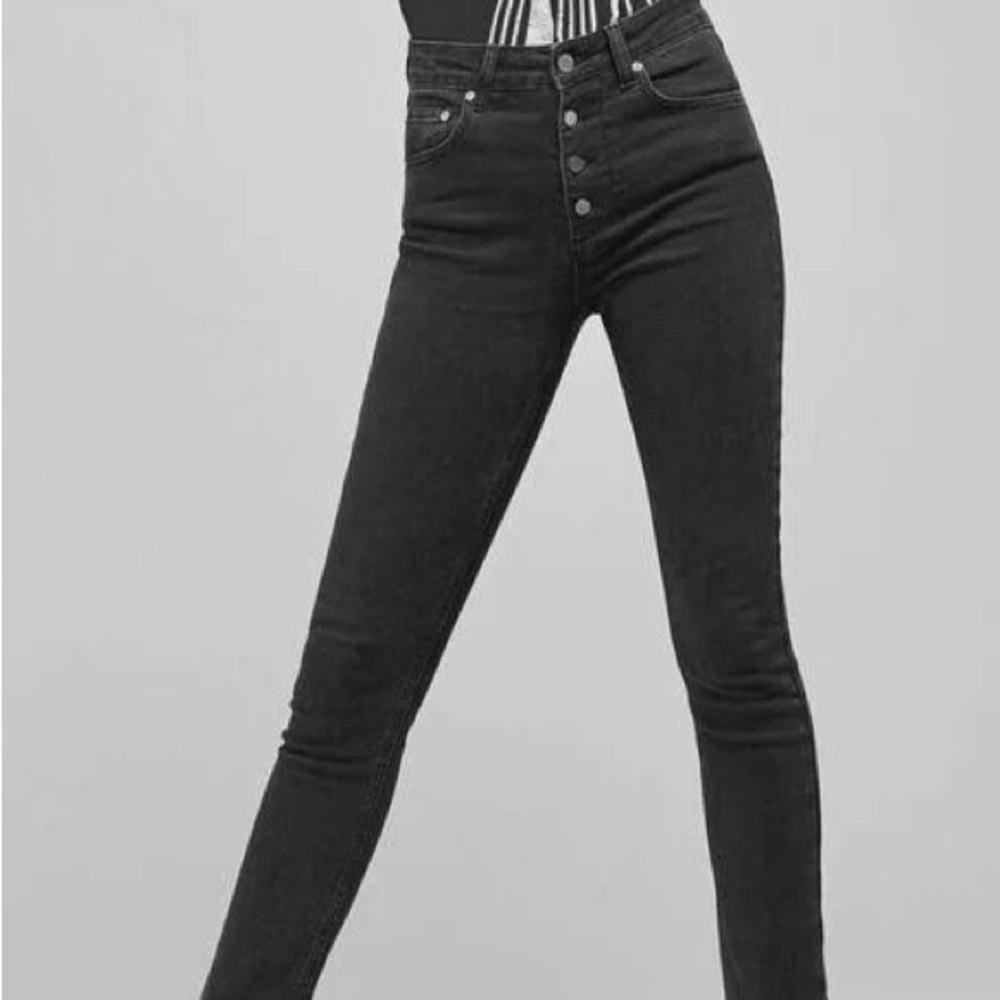 Anine Bing Frida Black High-Waisted Button-Fly Skinny Jeans size 25